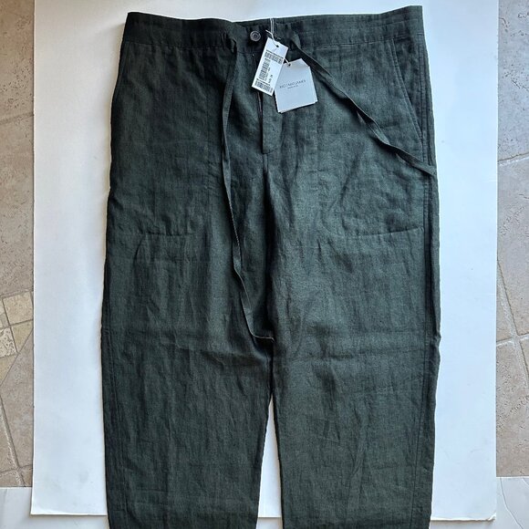 Richard James Savile Row Linen Drawstring Pants - Dk Green - Size 38R(NWT)